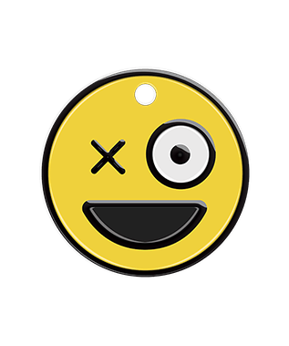 Petfetch Wink Emoji Pet Tag - Fun Pet Tags - Emoji Pet Tags - PetfetchID